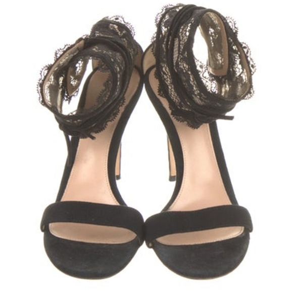 Gianvito Rossi Black Cuff Lace Stilletto Heels Sandals 40 9 - Picture 3 of 5